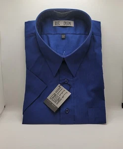 Oleg Cassini Dress Shirt Mens Royal Blue Size 2XL New Short Sleeve - Picture 1 of 8
