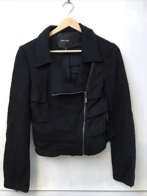 Mac & Jac Womens Wool Blend Full Asymmetrical Lined Cropped Jacket Black XS - Image 1 of 3