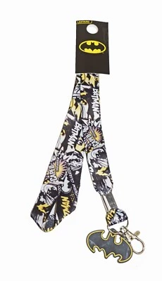 Batman Allover Pattern DC Comic Graphics Fabric Lanyard + Rubber Bat Charm 2020 - Image 1 of 2