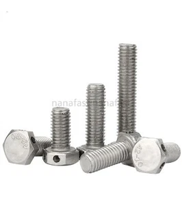 304 Stainless Steel Hexagon Bolts With Wire Holes on Head M6 M8 M10 M12 M16 - Picture 1 of 12