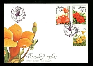 Postal History FDC #785-787 Angola , plants flowers 1990 Pictorial Cancel - Picture 1 of 2