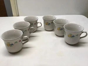 6-Vintage "Nanci" by AMG Stoneware Fruit Pattern Coffee Cups - Foto 1 di 14