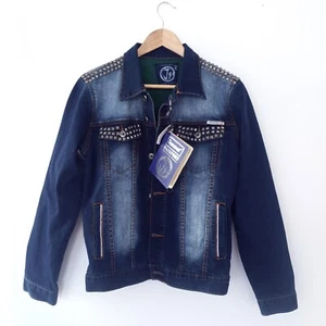 Vintage Style Jeansjacke Gr. S -  Damen Jacke mit Nieten Übergangsjacke Jeansnet - Bild 1 von 8