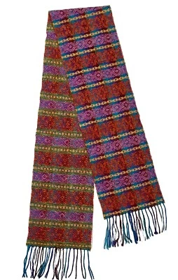 Victoire Mathieu Paris Pink Bnt Orange Avocado Wool Blend FRINGED SCARF EUC NICE - Image 1 of 4