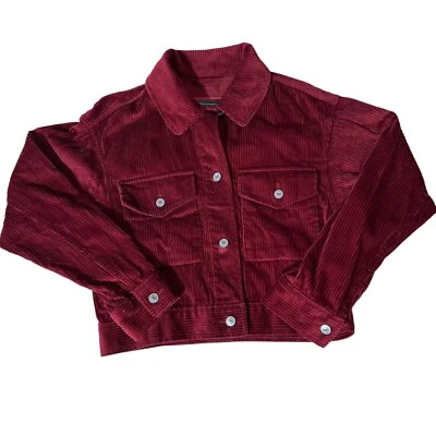 Chaqueta de camionero de pana Abercrombie & Fitch para mujer talla S Borgoña Recortado Retro Foto 1 de 4