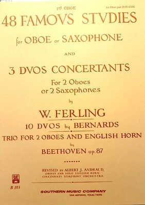 48 Famous Studies for Oboe or Saxophone,  1st Oboe Part plus 3 duos Concertants - Image 1 of 4