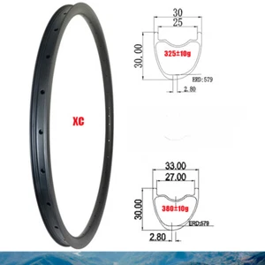 29er XC MTB Carbon Rim 30 33mm Wide 30mm Deep Tubeless Clincher 24 28 32 Holes - Picture 1 of 6