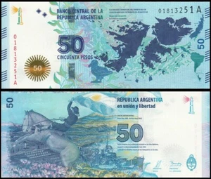ARGENTINIEN 50 PESOS 2015 UNC PRÄFIX A,ISLAS MALVINAS (FALKLANDINSELN) UMRISS,SOU - Bild 1 von 1
