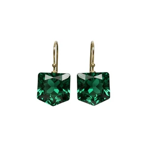 Emerald Hexagon Earring 925 Sterling Silver Dangle Earring Christmas Gift - Picture 1 of 6