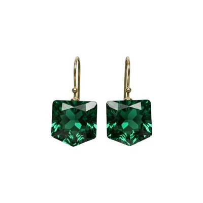 Emerald Hexagon Earring 925 Sterling Silver Dangle Earring Christmas Gift - Image 1 of 4