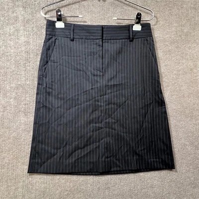 Vintage Y2K Theory Pinstripe Wool Blend A-Line Skirt Black White Size 4 - Image 1 of 4