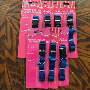 7 COLLARS GATO MASCOTA AZUL 5/8" ANCHO X 7"- 12" LARGO 7 LOTE CMY OTROS ARTÍCULOS - Imagen 1 de 2