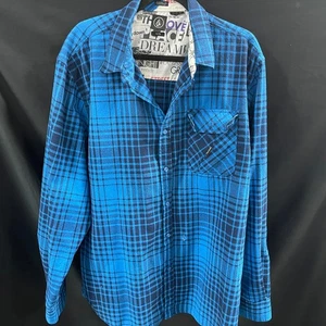 Volcom Mens Flannel Blue Classic Fit LS Size XXL - Picture 1 of 4