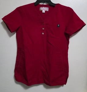 Koi Scrubs Limited Edition Alexis Y-Neck Top, Red and Ultramarine, Small - Picture 1 of 4