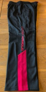 UNDER ARMOUR Pantaloni da Pista Ragazzo Giovani Taglia Media Lunghezza 26" Vestibilità Larga Nero Rosso - Foto 1 di 11