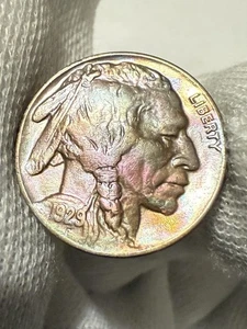 1929 D Buffalo Nickel Flashy Toned Choice AU nr UNC Nice Indian Head 5c Coin - Picture 1 of 2
