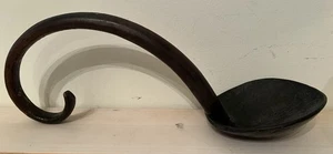 Antique Wooden Ladle Scoop Spoon Hooked Handle - Picture 1 of 11