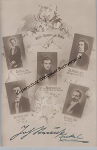 Signierte Portraitpostkarte Walzer-Dynastie Strauss Johann Strauss (Enkel) /// A - Picture 1 of 2