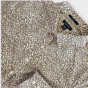 Lands' End Damen 16W Plus braun Leopardenmuster bügelfrei Supima Button Down Hemd - Bild 1 von 6