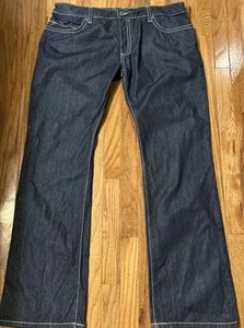 Robin Jeans Men's Angel Wing Diagonal Stone Studded Flap Dk Wash Jeans 40x35 - Picture 1 of 16