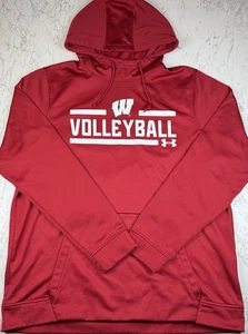 Under Armour Wisconsin Badgers Volleyball Hoodie Sweatshirt Mens Large STAIN - Picture 1 of 8