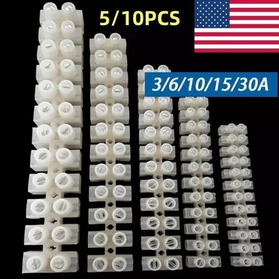 5/10PCS 12 Position Dual Row Terminal Strip Screw Terminal Barrier Block 3A-30A - Image 1 of 4
