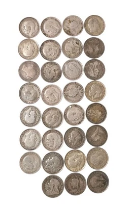 31 Silver pre-1920 threepence Coins   - Image 1 of 3