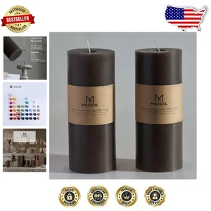 Langbrennende taupe graue Stumpenkerzen 4"x10" - 2er Set für gemütliche Winterdeko - Bild 1 von 8