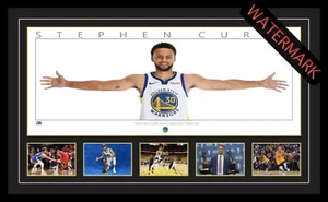 STEPH CURRY - GOLDEN STATE WARRIORS WINGS - FRAMED LITHOGRAPH - 2015/16 NBA MVP - Picture 1 of 3