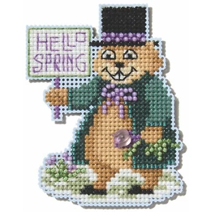 Groundhog Day Cross Stitch Ornament Kit Mill Hill 2025 Winter Holiday - Picture 1 of 1
