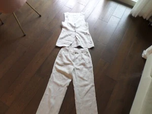 New Latest POSSE beige sleeves top sz  M & flare pants sz 6, 100% linen. - Picture 1 of 10