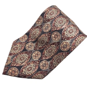 Bill Blass Gray-Red Geometric Pattern Silk Necktie - Made in USA - Picture 1 of 4
