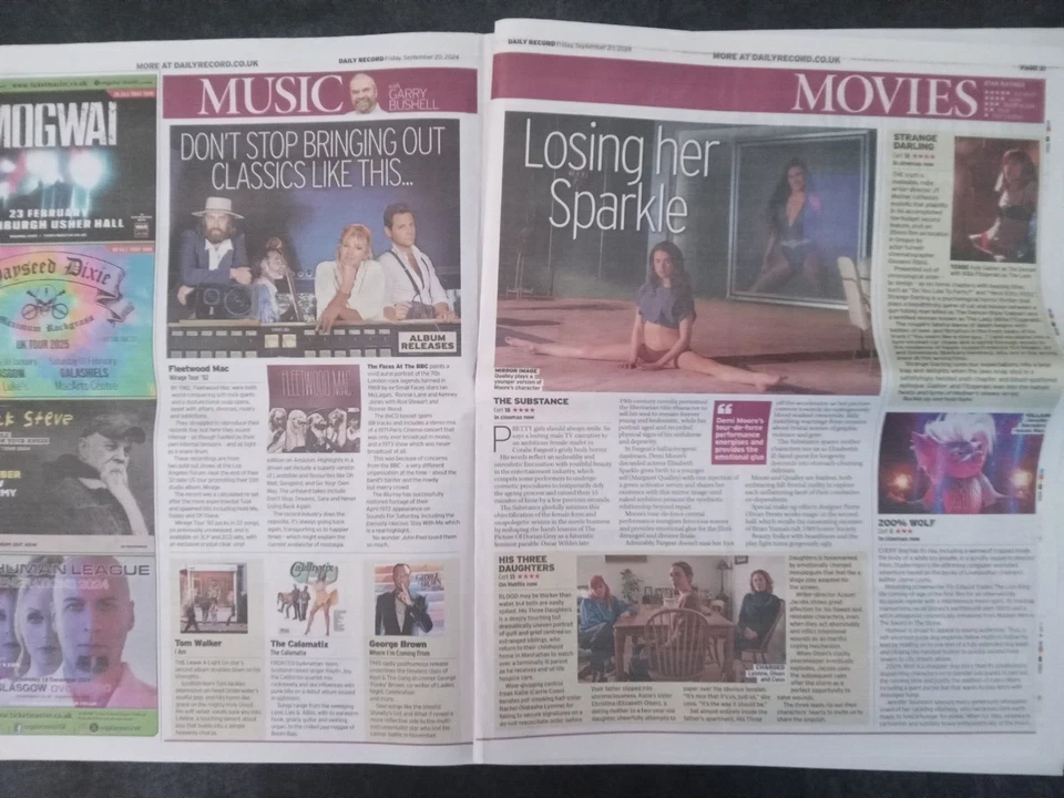 Social Life Fleetwood Mac / Tom Walker Article September 20 2024 Daily Record - Image 1 of 1