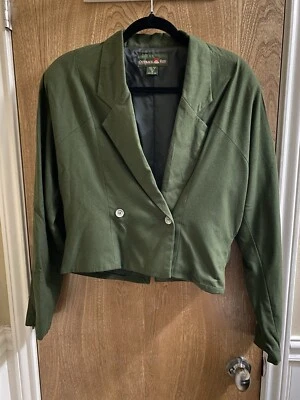 Blazer Recortado Vintage Outback Rojo Años 80 Oliva Doble Pecho 100% Seda Talla 10 Foto 1 de 4