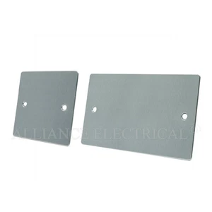 Brushed Satin Chrome Flat Blank Plate - Electrical Blanking Single 1G/ Double 2G - Picture 1 of 3