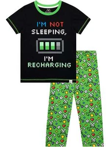 Pijamas Glow In The Dark Niños Niños 6 7 8 9 10 11 12 13 años PJs Set Negro Verde - Imagen 1 de 8