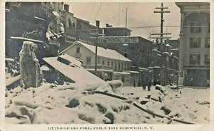 Norwich NY Ruins of Big Fire 1911 Real Photo Postcard - Picture 1 of 2