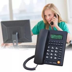 LCD Corded Caller ID Telephone Home Office Wired Landline Telephone Set Phone Ca - Picture 1 of 6
