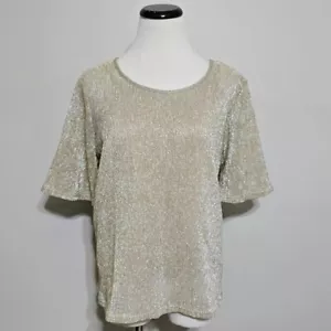 Neu mit Etikett Moon River schimmernde Bluse S Damen silber gold metallic Overlay Oberteil neu $ 62 - Bild 1 von 15