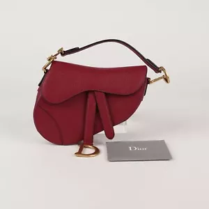Dior Mini Red Grain Calf Saddle Shoulder Bag M0447CBAA 55247821 - Picture 1 of 9