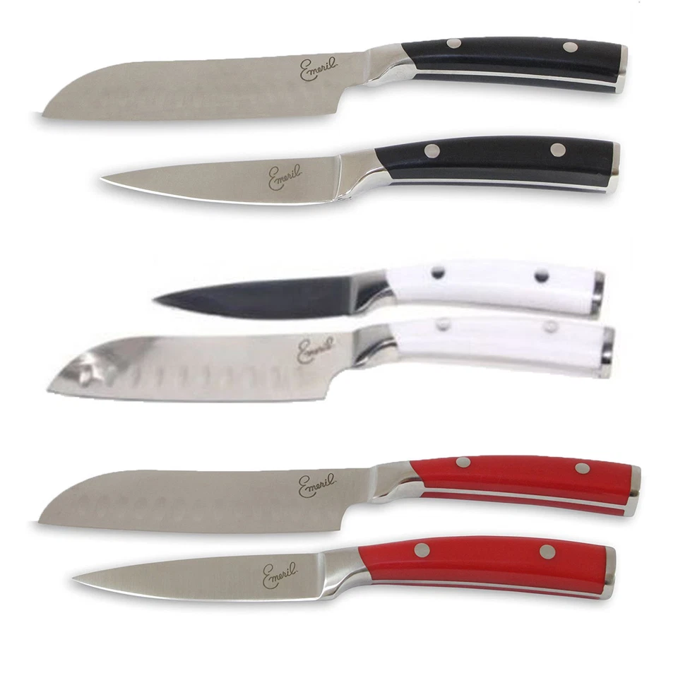 EMERIL'S Emeril 2 Piece Knife Set 5" Santoku 3.5" Paring Forged Steel Clad Emerilware