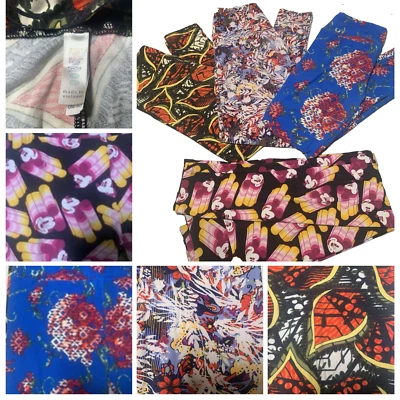 Lote de 4 Leggings Lularoe Talla Única SuperSuaves Multicolor-3D Mickey-Azteca-Floral Foto 1 de 4