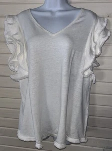 Top tunica Chicos taglia 3 (XL) avorio misto lino manica svasata maglia slub usato in ottime condizioni - Foto 1 di 11