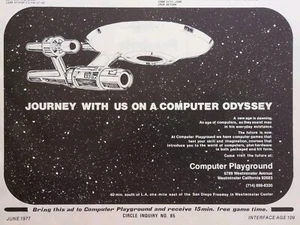 Computer Playground Westminster CA Computer Starship Games Pubblicità Stampa Vintage 1977 - Foto 1 di 4