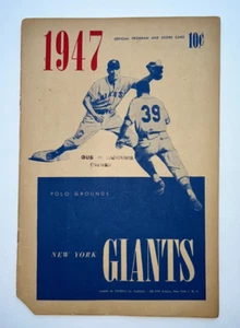 Aug 20, 1947 ~ New York Giants vs Cincinnati Reds at NY Polo ~ Scorecard, Scored - Picture 1 of 9