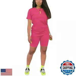 Nimsruc Two Piece Outfits For Women Summer Short Sleeve Track Suits Jogger Se - Picture 1 of 3