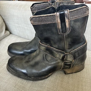 BED STU Western Boots Men's Sz 9 Black Leather Ankle Harness Cowboy Euc - Picture 1 of 6