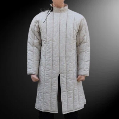 Conjunto de lino medieval Gambeson Aketon acolchado armadura para vestido SCA Hema y Larp Foto 1 de 4