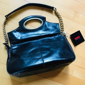 NWT Hobo International Black Bag Designer Gold Chain Large Handbag $300 Retail - Picture 1 of 10