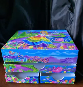 Scatola portagioie vintage Lisa Frank glitter principessa Cassara specchiata stazionaria - Foto 1 di 11